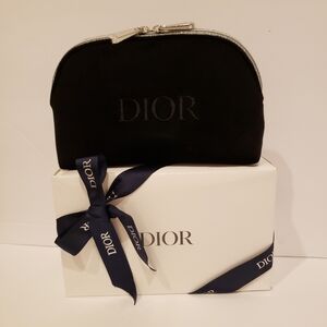 DIOR Black Velvet Clutch Bag / DIOR Black Velvet Cosmetics Makeup Pouch *NEW